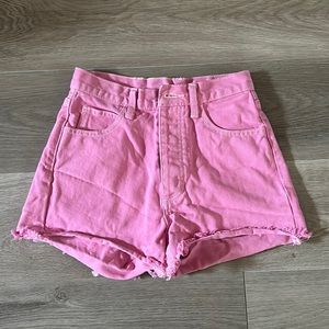 Pink denim shorts